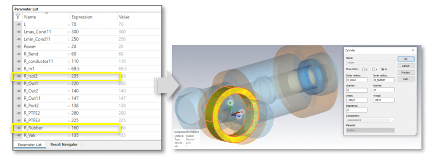 Parametrisierung der physikalischen Größen in CST